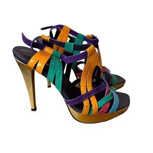 DVF Diane Von Furstenberg Bright Strappy Platform Stilettos 9